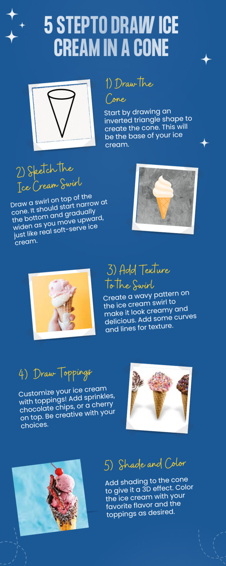 Steps to Draw Ice Cream Cone
